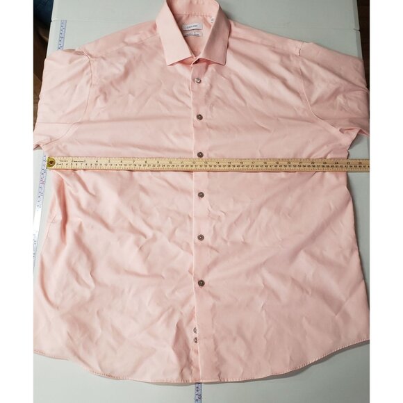 Calvin Klein Mens Regular Fit Performance Non Iron Pink Button Down Shirt Office - Picture 4 of 7